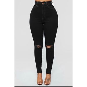 Fashion Nova Black Ripped Jeans
